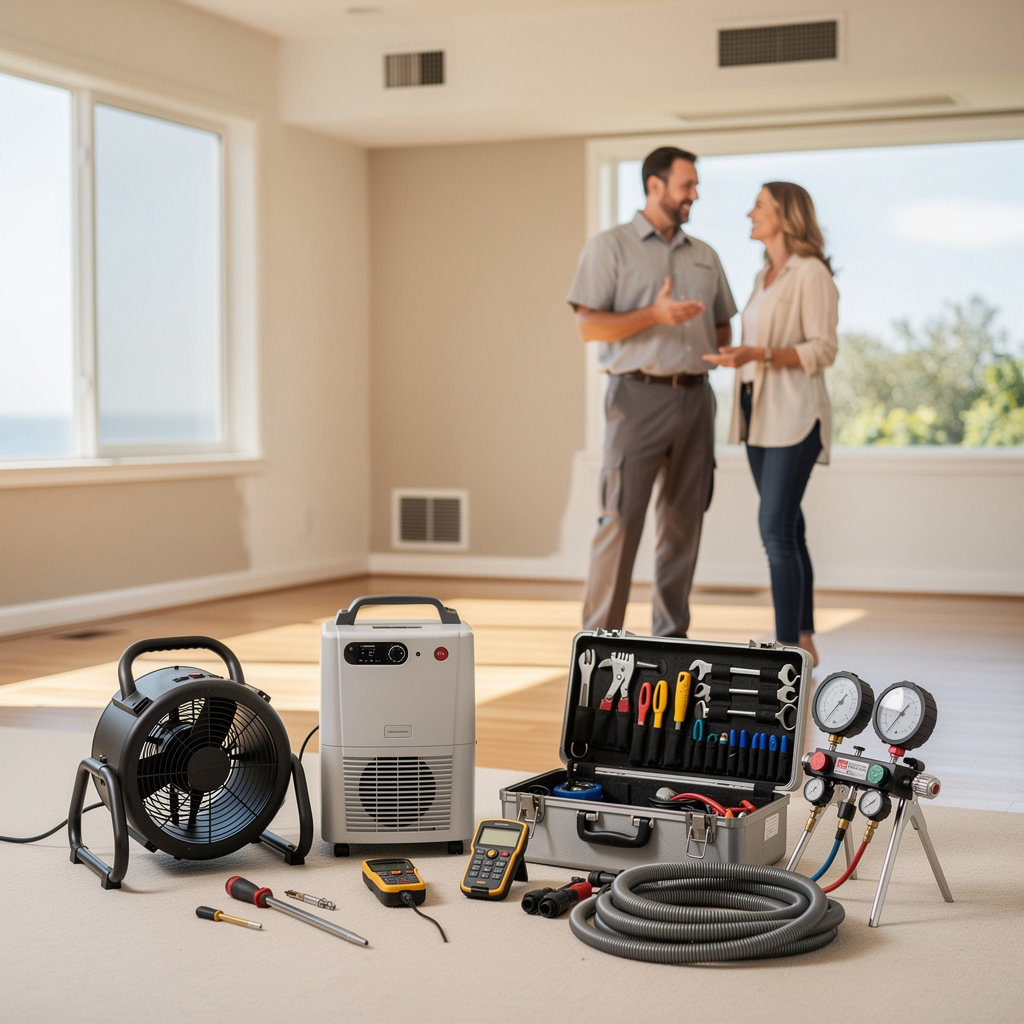 Oliveira's Restoration professional providing expert water damage and HVAC services in Lompoc, California